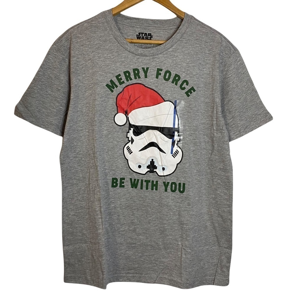 Star Wars Stormtrooper Merry Force Be With You Heather Gray Grey L Large Fandom